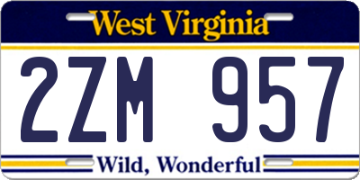 WV license plate 2ZM957