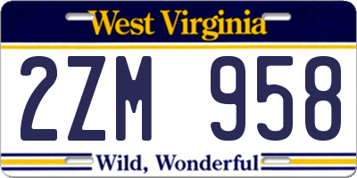 WV license plate 2ZM958