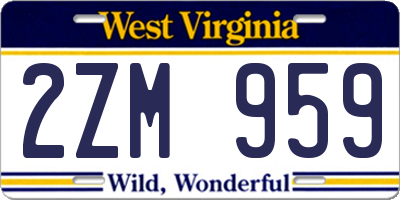 WV license plate 2ZM959
