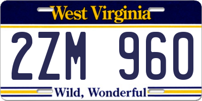 WV license plate 2ZM960