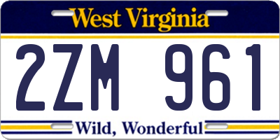 WV license plate 2ZM961