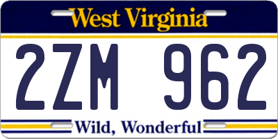 WV license plate 2ZM962