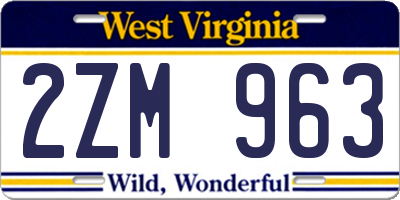 WV license plate 2ZM963