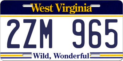 WV license plate 2ZM965