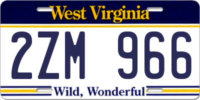 WV license plate 2ZM966