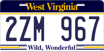 WV license plate 2ZM967