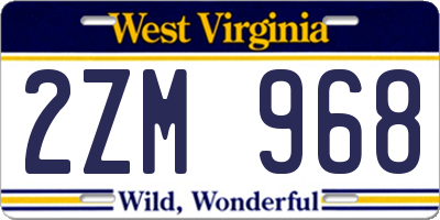 WV license plate 2ZM968