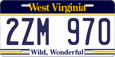 WV license plate 2ZM970