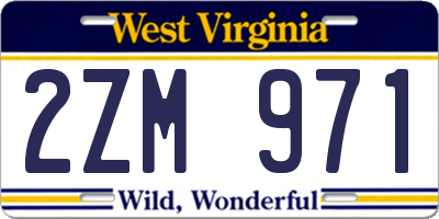 WV license plate 2ZM971