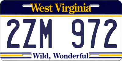 WV license plate 2ZM972