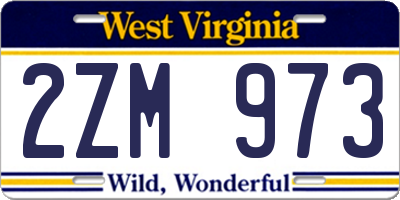 WV license plate 2ZM973