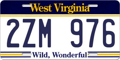 WV license plate 2ZM976