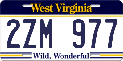 WV license plate 2ZM977