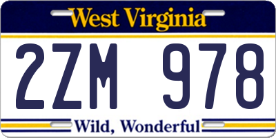 WV license plate 2ZM978