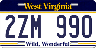 WV license plate 2ZM990