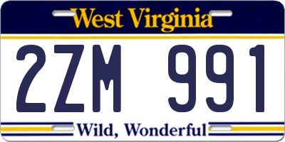 WV license plate 2ZM991