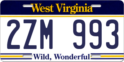 WV license plate 2ZM993