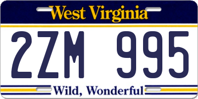 WV license plate 2ZM995