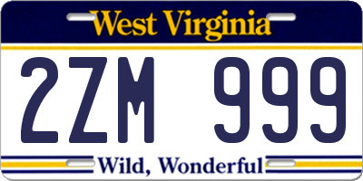 WV license plate 2ZM999