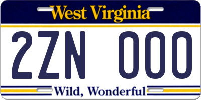 WV license plate 2ZN000