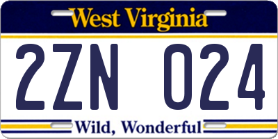 WV license plate 2ZN024