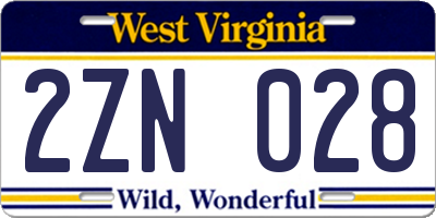 WV license plate 2ZN028