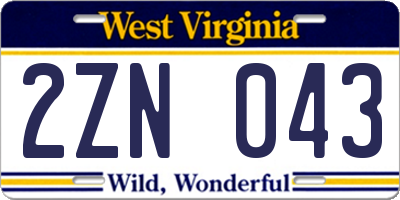 WV license plate 2ZN043