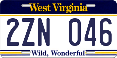 WV license plate 2ZN046