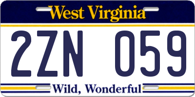 WV license plate 2ZN059