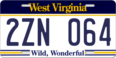 WV license plate 2ZN064