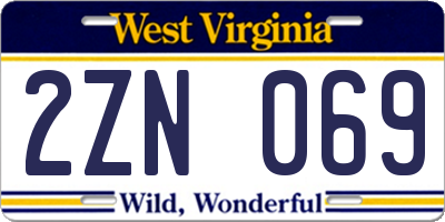 WV license plate 2ZN069