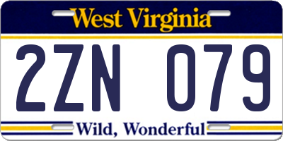WV license plate 2ZN079