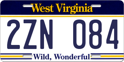 WV license plate 2ZN084