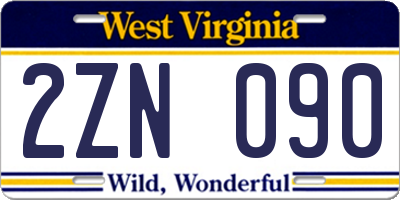 WV license plate 2ZN090