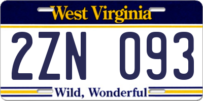 WV license plate 2ZN093