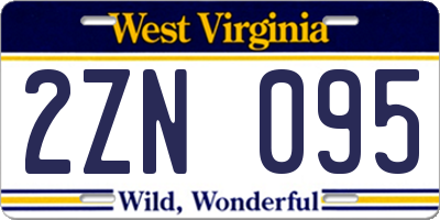 WV license plate 2ZN095