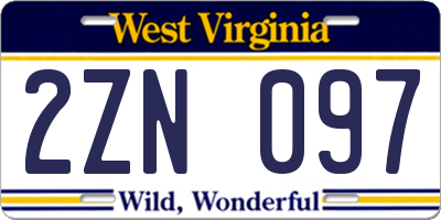 WV license plate 2ZN097