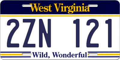 WV license plate 2ZN121