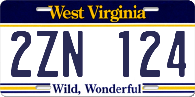 WV license plate 2ZN124