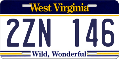 WV license plate 2ZN146