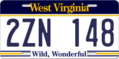WV license plate 2ZN148