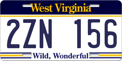 WV license plate 2ZN156