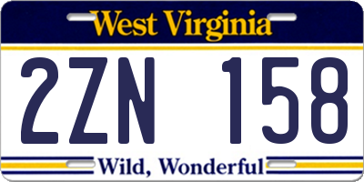 WV license plate 2ZN158