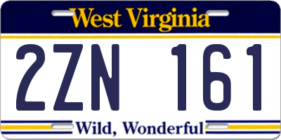WV license plate 2ZN161