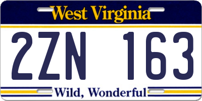 WV license plate 2ZN163