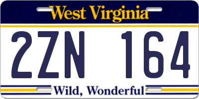 WV license plate 2ZN164
