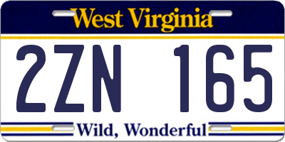 WV license plate 2ZN165