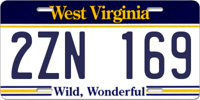 WV license plate 2ZN169
