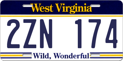WV license plate 2ZN174