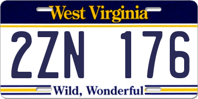 WV license plate 2ZN176